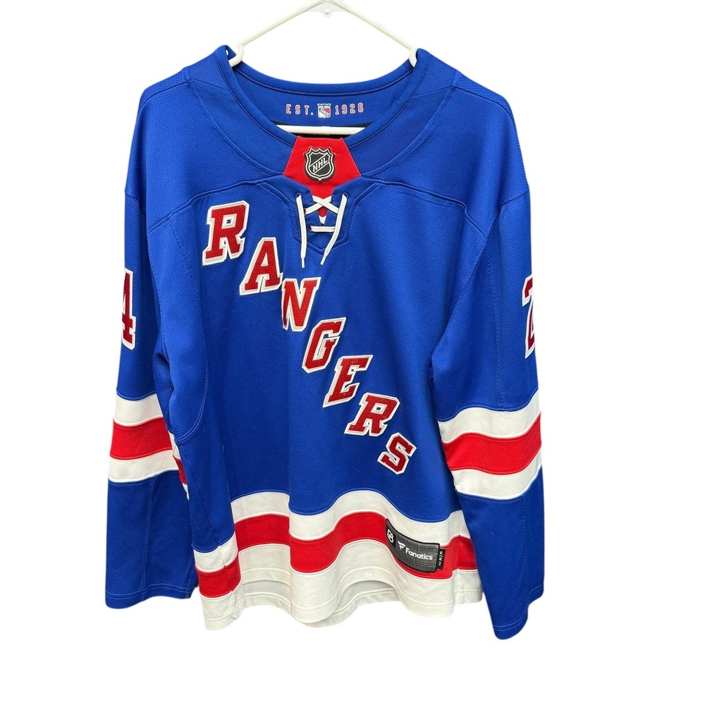 New York Rangers Hockey Jersey Mens Medium Blue NHL Kaapo Kakko 24 Fanatics